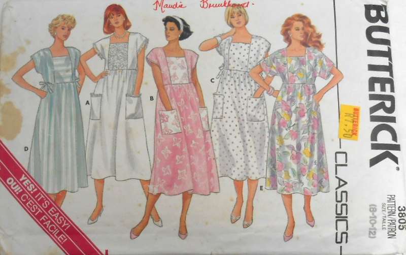 BUTTERICK 3805 PULLOVER DRESS SIZE 8-10-12 COMPLETE-CUT TO 12-NO POCKET PATTERN