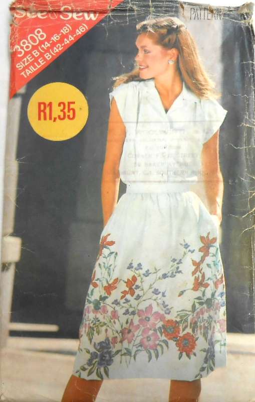 BUTTERICK 3808 BLOUSE & SKIRT SIZE 14-16-18 COMPLETE-CUT TO 16-SKIRT UNCUT