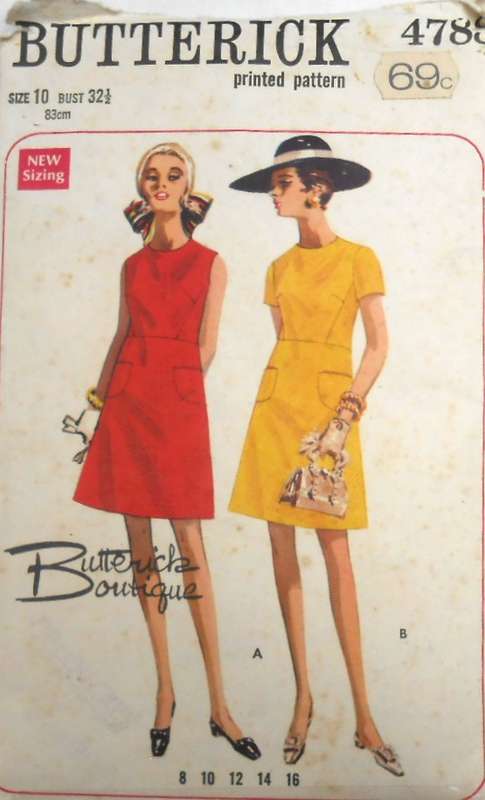 BUTTERICK 4788 ONE PIECE DRESS SIZE 10 BUST 32 1/2" COMPLETE