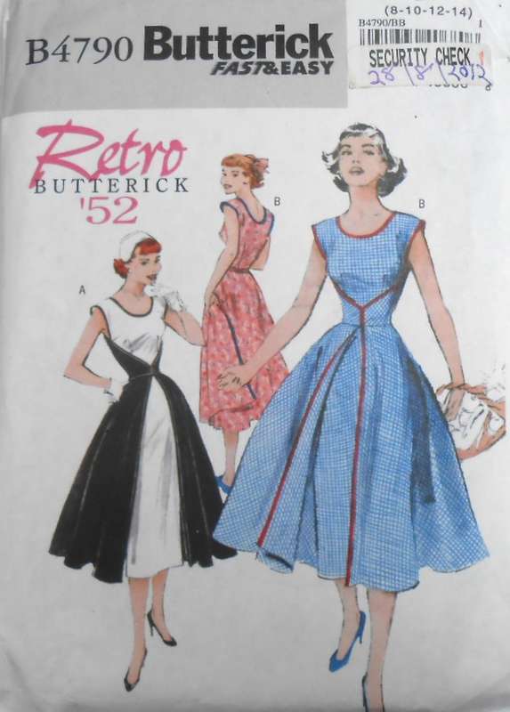 BUTTERICK B4790 RETRO BUTTERICK'52 WRAPDRESS SIZE 8-10-12-14 COMPLETE-CUT TO 12