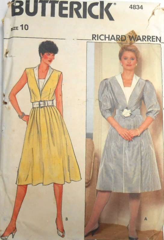 BUTTERICK 4834 SEMI FITTED FLARED DRESS & BELT SIZE 10 COMPLETE