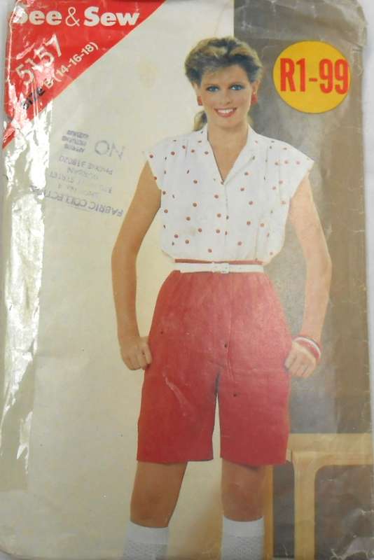 BUTTERICK 5157 BLOUSE & SHORTS SIZE 14-16-18 COMPLETE-TOP CUT TO 16- SHORTS UNCUT