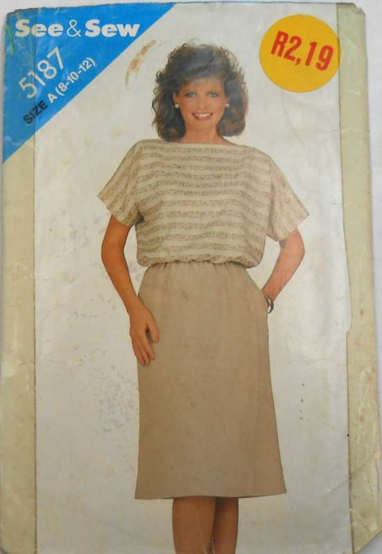 BUTTERICK 5187 TOP & SKIRT SIZE 8-10-12 COMPLETE-CUT TO 12