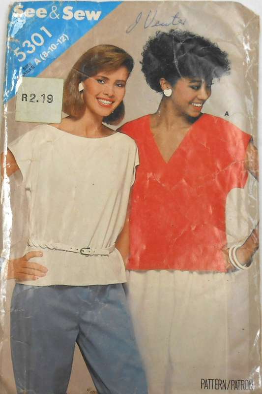 BUTTERICK 5301 SET OF TOPS SIZE 8-10-12 COMPLETE-CUT TO 12