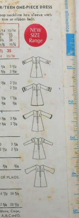 VINTAGE BUTTERICK 5309 ONE PIECE DRESS SIZE 13/14 BUST 33 1/2" COMPLETE