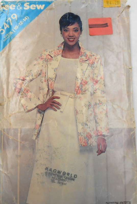 BUTTERICK 5479 JACKET & SKIRT SIZE 10-12-14 COMPLETE-CUT TO 14