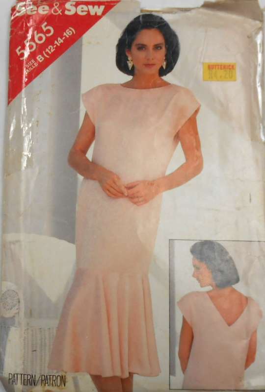 BUTTERICK 5565 PULLOVER DRESS SIZE 12-14-16 COMPLETE-CUT TO 16