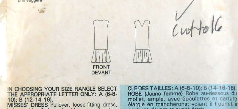 BUTTERICK 5565 PULLOVER DRESS SIZE 12-14-16 COMPLETE-CUT TO 16