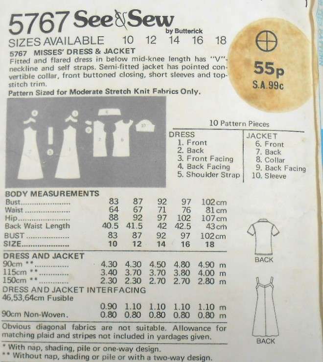 BUTTERICK 5767 DRESS & JACKET SIZE 16 COMPLETE