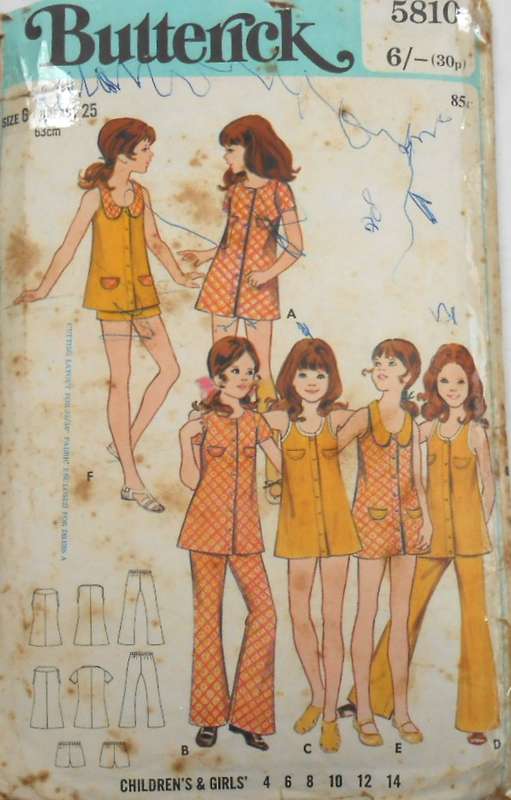 BUTTERICK 5810 GIRLS DRESS-PANTS-SHORTS SIZE 6 YEARS BREAST 25" COMPLETE
