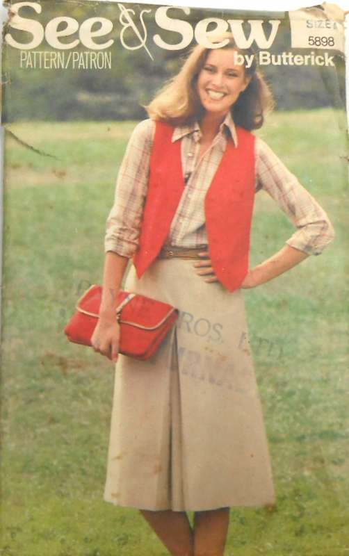BUTTERICK 5898 WAISTCOAT & CULOTTES SIZE 8-10-12 COMPLETE-CUT TO 12