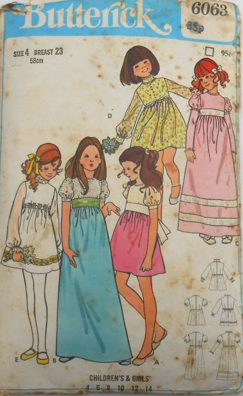 BUTTERICK 6063 GIRLS DRESS SIZE 4 YEARS BREAST 23" COMPLETE
