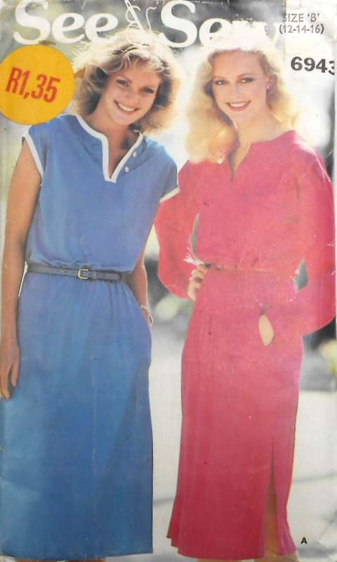 BUTTERICK 6943 LOOSE FITTING DRESS SIZE 12-14-16 COMPLETE-CUT TO 16