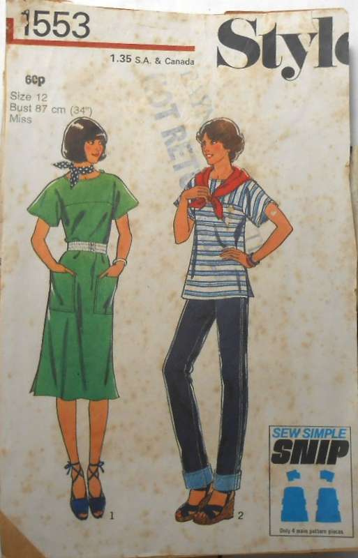 VINTAGE STYLE 1553 DRESS-TOP SIZES 12 BUST 87 CM COMPLETE-ZIPLOC