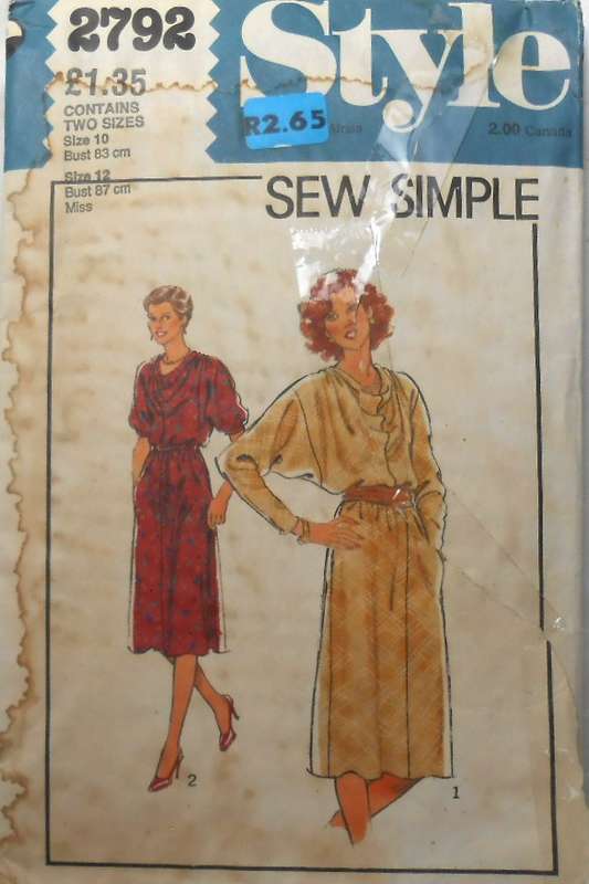 VINTAGE STYLE 1553 DRESS-TOP SIZES 12 BUST 87 CM COMPLETE-ZIPLOC