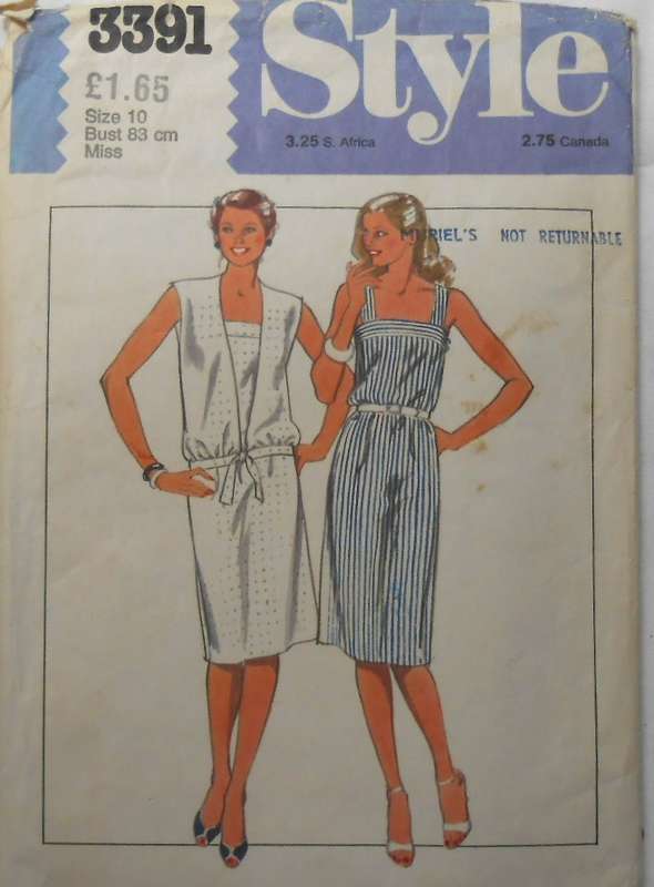 STYLE 3391 COVER UP & STRAP DRESS SIZE 10 BUST 83 CM COMPLETE