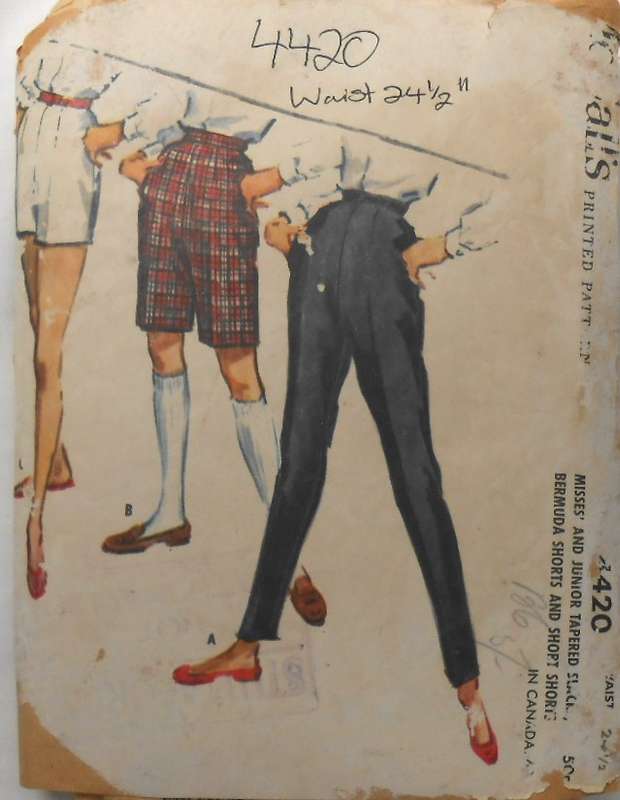 V/VINTAGE McCALLS 4420 MISSES SHORTS & PANTS SIZE WAIST24 1/2 COMPLETE-ZIPLOC