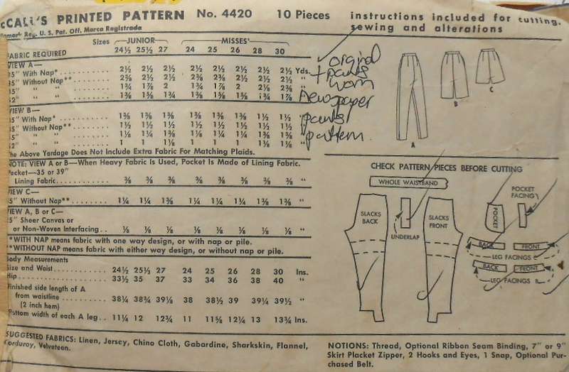 V/VINTAGE McCALLS 4420 MISSES SHORTS & PANTS SIZE WAIST24 1/2 COMPLETE-ZIPLOC