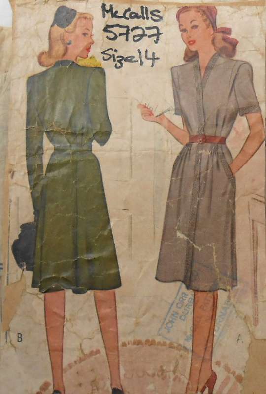 V/VINTAGE McCALLS 5727 WOMENS DRESS SIZE 14 BUST 32-SEE LISTING-ZIPLOC