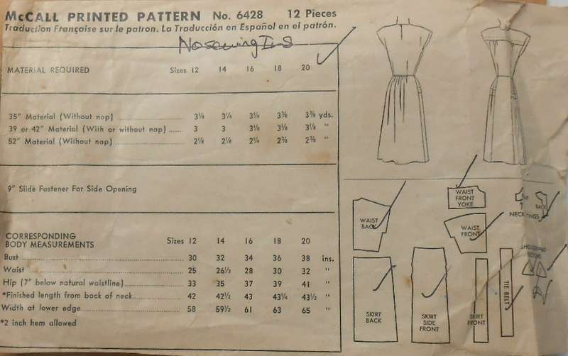 V/VINTAGE McCALLS 6428 MISSES DRESS SIZE 16 BUST 34-SEE LISTING-ZIPLOC