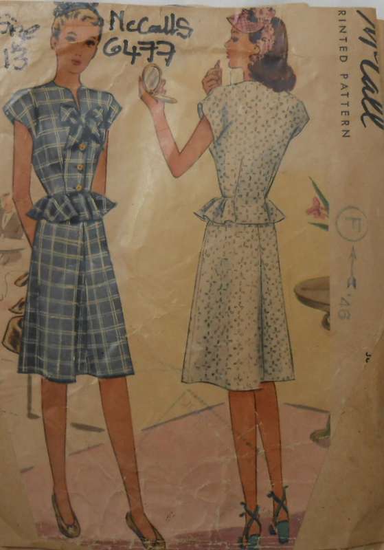 V/VINTAGE McCALLS 6477 MISSES 2 PIECE DRESS SIZE 13 BUST 32-SEE LISTING-ZIPLOC