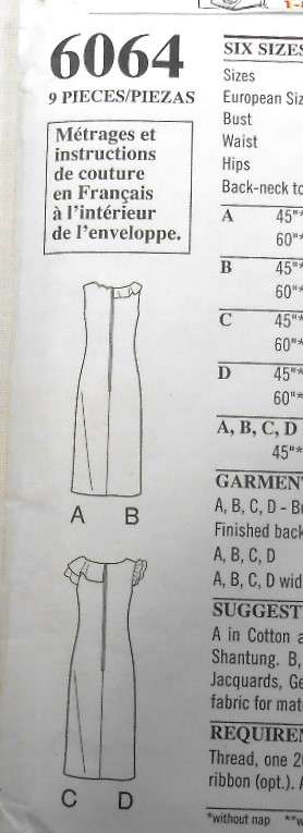 NEW LOOK PATTERNS 6064 V NECK HIGH BODICE DRESS SIZES 6-16 COMPLETE-PART CUT TO 14