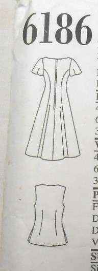 NEW LOOK PATTERNS 6186 FLARED PANELLED DRESS-LONG WAISTCOAT SIZES 8-18 COMPLETE-PART CUT TO 18