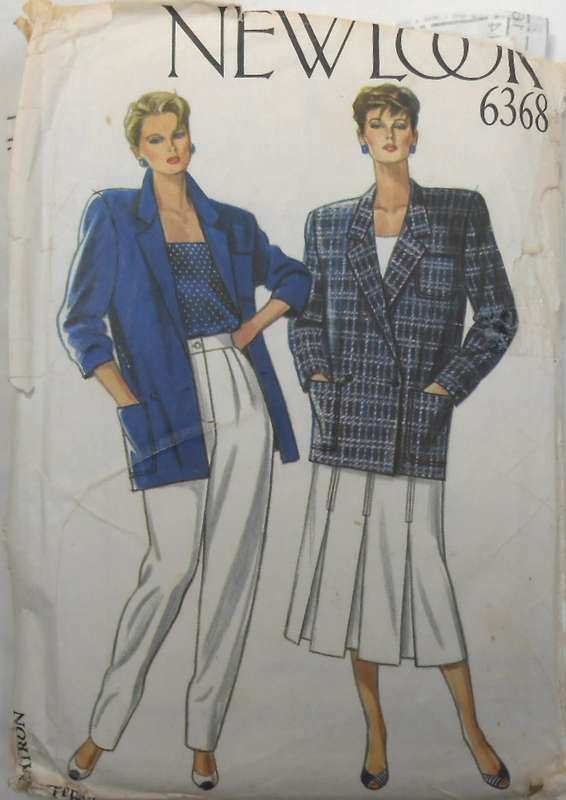 NEW LOOK PATTERNS 6368 JACKET & SKIRT SIZES 8-18-NO PANTS PATTERN SUPPLIED-CUT TO 18