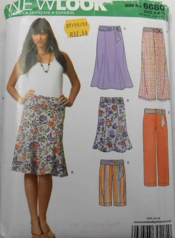 NEW LOOK PATTERNS 6680 SKIRT-BELL BOTTOM PANTS-PANTS SIZES 8-18-COMPLETE-CUT TO 18