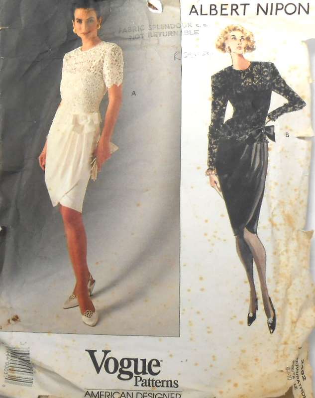 VOGUE 2492 ALBERT NIPPON LINED DRESS & TOP SIZE 6-8-10-COMPLETE-CUT TO 10-ZIPLOC