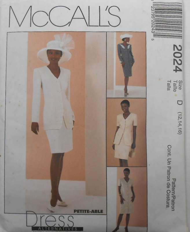 McCALLS 2024 LINED COATDRESS-JACKET-SKIRT SIZES 12-14-16 COMPLETE-UNCUT-F/FOLDED