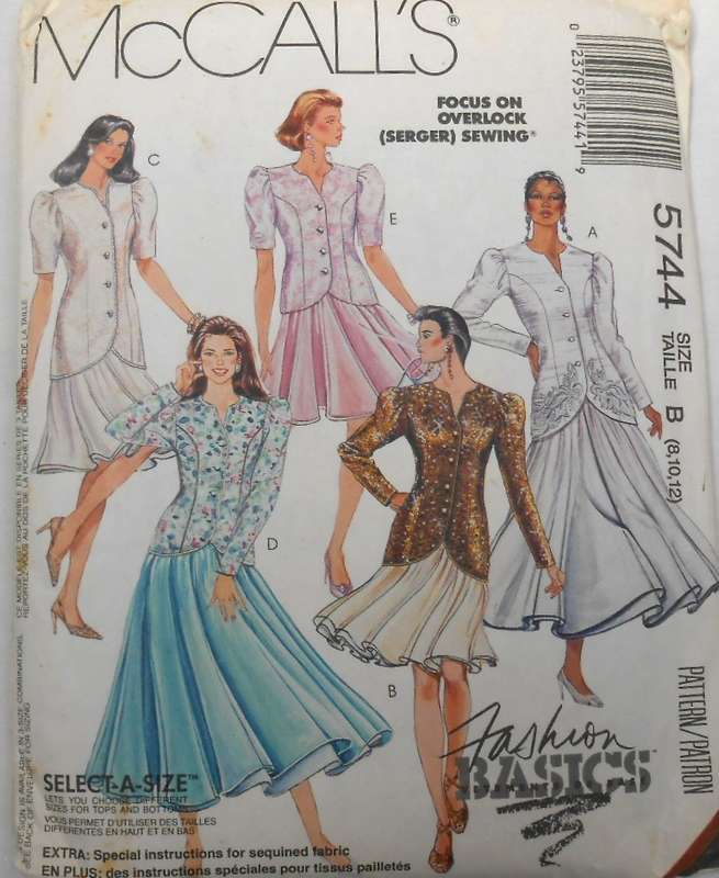 McCALLS 5744 TWO PIECE DRESS - SIZES 8-10-12 COMPLETE-UNCUT-F/FOLDED