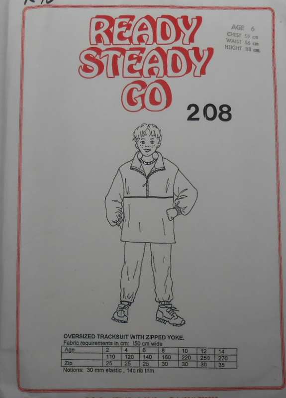 READY-STEADY-GO PATTERN 208 OVERSIZED TRACKSUIT +ZIP YOKE SIZE 6 YEARS CHEST 59 CM-COMPLETE