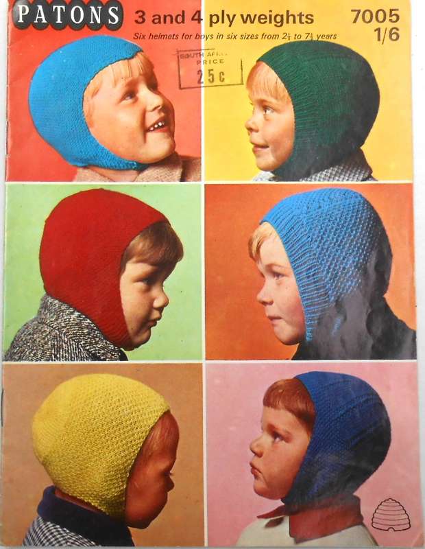 PATONS 7005 SIX HELMETS FOR BOYS IN 6 SIZES FROM 2 - 7 YEARS
