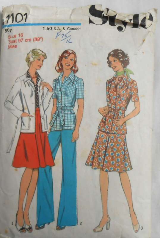 VINTAGE STYLE 1101 UNLINED JACKET-SKIRT-PANTS SIZE 16 BUST 97 CM COMPLETE