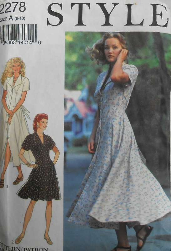 STYLE 2278 DRESSES WITH REVER COLLAR AND PANELLED BODICE SIZE 8-18 COMPLETE-CUT TO 16