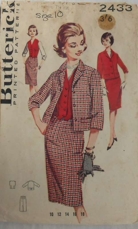 V/VINTAGE BUTTERICK 2433 LADIES THREE PIECE CO-ORDINATES SIZE 10 BUST 31 COMPLETE-ZIPLOC