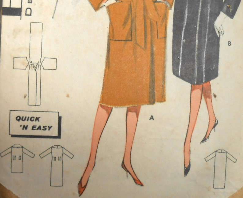 V/VINTAGE BUTTERICK 9154 WRAP COAT SIZE 12 BUST 32 COMPLETE-ZIPLOC