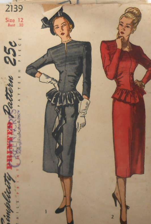 VINTAGE SIMPLICITY 2139 ONE PIECE DRESS SIZE 12 BUST 30 COMPLETE-ZIPLOC