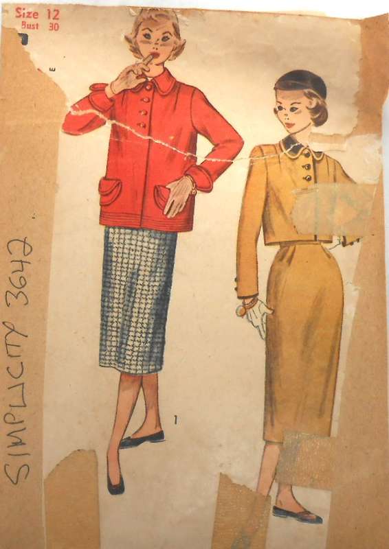 VINTAGE SIMPLICITY 3642 TEEN SKIRT & JACKET SIZE 12 BUST 30 COMPLETE-ZIPLOC