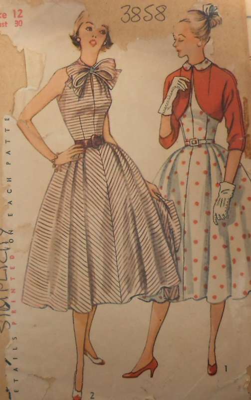 VINTAGE SIMPLICITY 3858 ONE PIECE DRESS & JACKET SIZE 12 BUST 30 COMPLETE-ZIPLOC