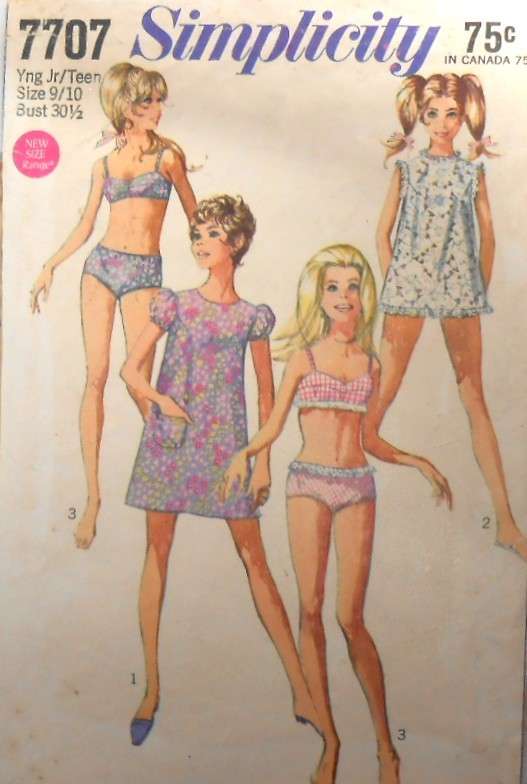 VINTAGE SIMPLICITY 7707 MINI DRESS-TOP TWO PIECE BATHING SUIT SIZE 9/10 BUST 30 1/2 COMPLETE-ZIPLOC