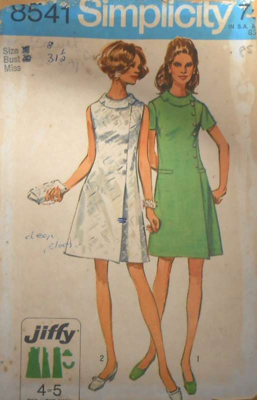 SIMPLICITY 8541 COLLARED DRESS WITH FRONT SIDE FEATURE SIZE 18 BUST 40 COMPLETE-ZIPLOC