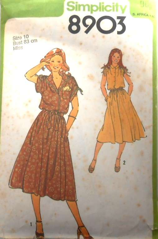 SIMPLICITY 8903 DRESS & TIE BELT SIZE 10 BUST 83 CM COMPLETE