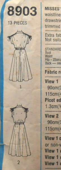 SIMPLICITY 8903 DRESS & TIE BELT SIZE 10 BUST 83 CM COMPLETE