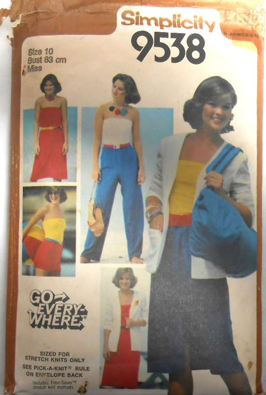 SIMPLICITY 9538 DRESS-SKIRT-TUBE TOP-PANTS-SHORTS-UNLINED CARDIGAN/JACKET SIZE 1O BUST 83 CMCOMPLETE