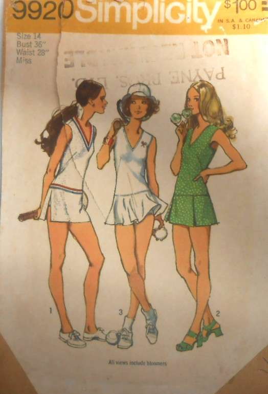 VINTAGE SIMPLICITY 9920 TENNIS DRESS WITH 3 SKIRTS & BLOOMERS SIZE 14 BUST 36 COMPLETE