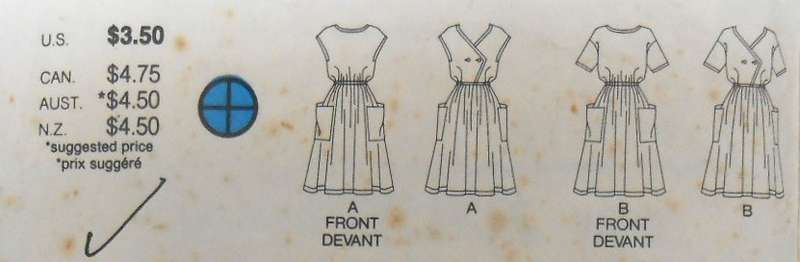 BUTTERICK 3280 LOOSE FITTING BACK WRAP DRESS SIZE 14-16-18 COMPLETE