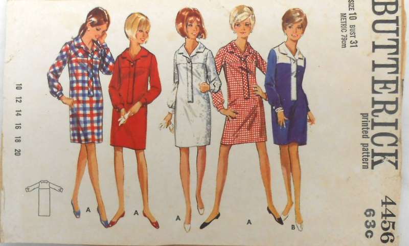 VINTAGE BUTTERICK 4456 STEP-IN ONE-PIECE DRESS SIZE 10 BUST 31 COMPLETE-ZIPLOC