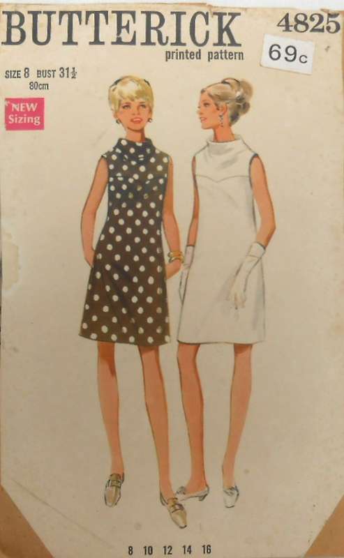 BUTTERICK 4825 SLIGHTLY FITTED DRESS WITH COWL NECKLINE SIZE 8 BUST 31 1/2 COMPLETE-ZIPLOC
